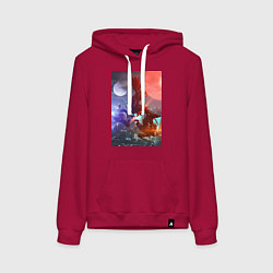 Толстовка-худи хлопковая женская Моя геройская академия Кацуки Бакуго Идзуку Мидори, цвет: маджента