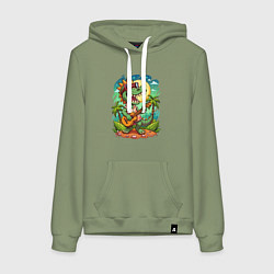 Женская толстовка-худи Крокодил играет на гитаре жарким летом