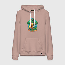 Женская толстовка-худи Крокодил играет на гитаре жарким летом