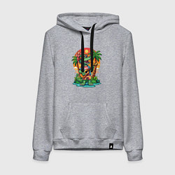 Женская толстовка-худи Крокодил играет на гитаре жарким летом