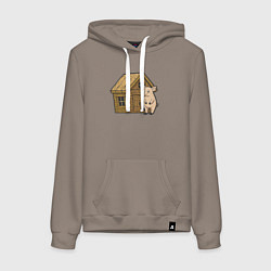 Женская толстовка-худи Свинка и деревянный дом