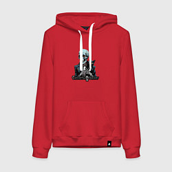 Женская толстовка-худи Арт котик и скелет