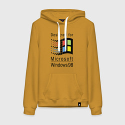 Толстовка-худи хлопковая женская Разработанный для windows 98, цвет: горчичный