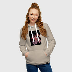 Толстовка-худи хлопковая женская Чёрный клевер неро, цвет: миндальный — фото 2