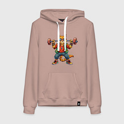 Женская толстовка-худи Крутой рыжий кото держит гантель