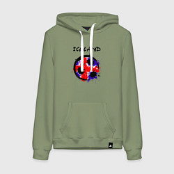 Толстовка-худи хлопковая женская Сборная Исландии, цвет: авокадо