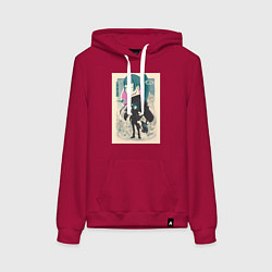 Толстовка-худи хлопковая женская Магическая битва Маки Дзэнин маг, цвет: маджента
