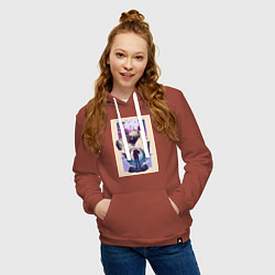 Толстовка-худи хлопковая женская Магическая битва Сатору Годзё расширение территори, цвет: кирпичный — фото 2