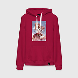 Толстовка-худи хлопковая женская Волчица и пряности арт Холо, цвет: маджента