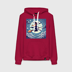 Женская толстовка-худи Ведьма на метле в ночи