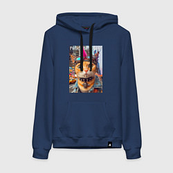 Женская толстовка-худи Котёнок панк музыкант из Нью-Йорка - нейросеть