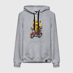 Женская толстовка-худи Пикачу на ретро мотоцикле