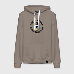 Толстовка-худи хлопковая женская Клуб одиночества, цвет: утренний латте