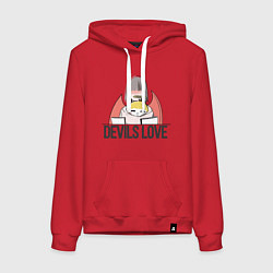 Толстовка-худи хлопковая женская Ангелок и демон, цвет: красный