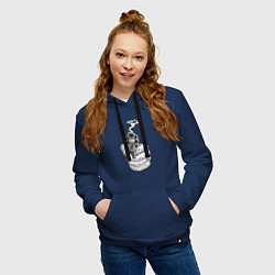 Толстовка-худи хлопковая женская Дымящийся пистолет, цвет: тёмно-синий — фото 2