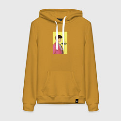 Толстовка-худи хлопковая женская J-hope Butter, цвет: горчичный