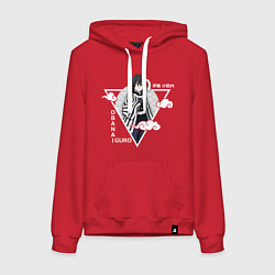 Толстовка-худи хлопковая женская Обанай Игуро - Клинок рассекающий демона, цвет: красный