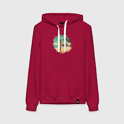 Женская толстовка-худи Девушка с яхтой на пляже