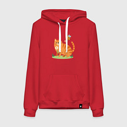 Женская толстовка-худи Рыжий кот и пчела