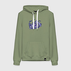 Женская толстовка-худи Котик-мумия и летучие мыши