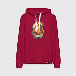 Женская толстовка-худи Лиса в японском стиле на фоне гор