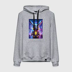 Женская толстовка-худи Cyber Pikachu - metal style neon glow