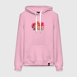 Женская толстовка-худи Алена и розы объемные буквы