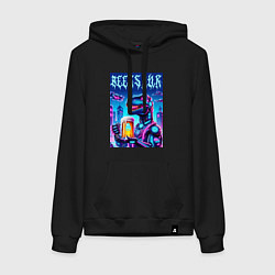 Женская толстовка-худи Кибер пивозавр из будущего - нейроарт