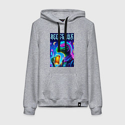 Женская толстовка-худи Пивозавр панк - неоновое свечение