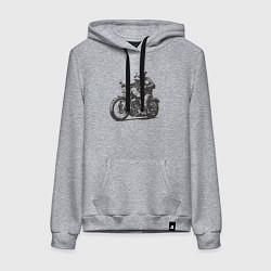 Женская толстовка-худи Опоссум на мотоцикле как байкер на чоппере