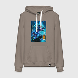 Женская толстовка-худи Cyber beersaur with a mug of beer