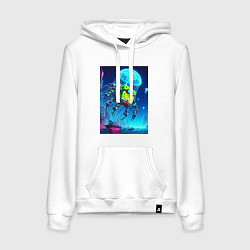 Женская толстовка-худи Краб Губка Боб в мегаполисе - киберпанк