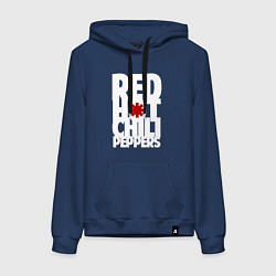 Толстовка-худи хлопковая женская RHCP - title and logo, цвет: тёмно-синий
