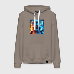 Женская толстовка-худи Fire and water - neon glow