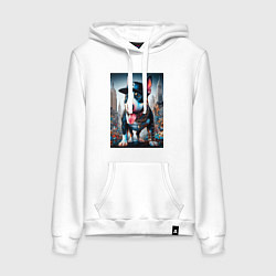 Женская толстовка-худи Funny bull terrier in New York - ai art