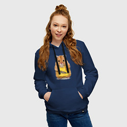 Толстовка-худи хлопковая женская Хомяк повар, цвет: тёмно-синий — фото 2