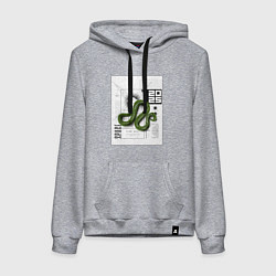 Толстовка-худи хлопковая женская Змея 2025 Y2K, цвет: меланж
