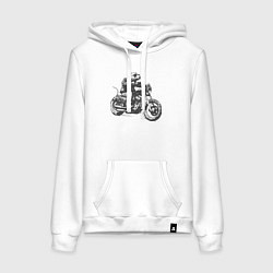 Женская толстовка-худи Крыса байкер на мотоцикле чоппере
