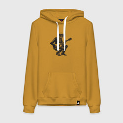 Толстовка-худи хлопковая женская Мёртвая рок звезда, цвет: горчичный