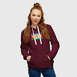 Толстовка-худи хлопковая женская Bart Simpson дикая голова, цвет: меланж-бордовый — фото 2