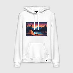 Женская толстовка-худи В лесу с палаткой