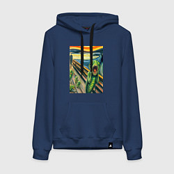 Женская толстовка-худи Кузнечик кричит на картине Эдварда Мунка - мем иск