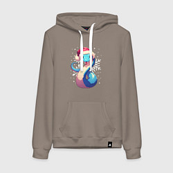 Женская толстовка-худи Синяя змея с снежинками