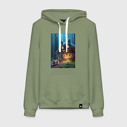 Женская толстовка-худи Тоторо вспугнул кота в ночь на хэллоуин - фантазия