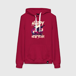 Женская толстовка-худи Happy New Year Santa Claus with weapon