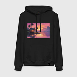 Женская толстовка-худи Домик на берегу закат