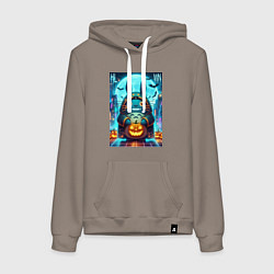 Женская толстовка-худи Тоторо держит тыкву - хэллоуин