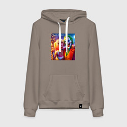 Толстовка-худи хлопковая женская Folie a deuxs - pixel art, цвет: утренний латте