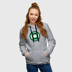 Толстовка-худи хлопковая женская Green lantern logo, цвет: меланж — фото 2