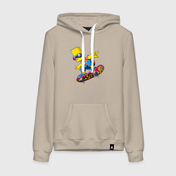 Женская толстовка-худи Барт Симпсон крутой скейтбордист - нейроарт